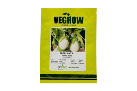 بذور باذنجان هجين F1 White Bulb – Vegrow | 5 جرام ±