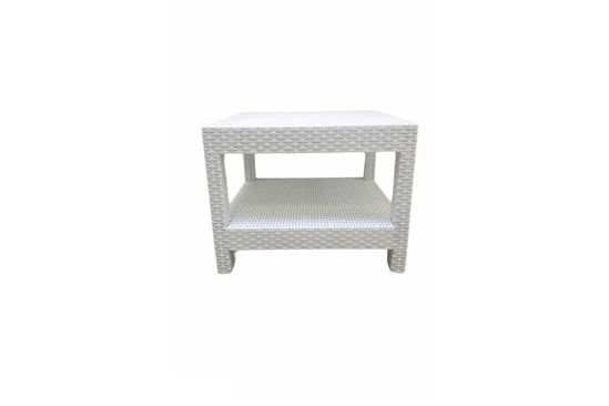 طاولة راتان حدائق أبيض King Rattan Table – مقاس 46×60×60 سم | طاولة خارجية أنيقة مقاومة للشمس